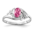 thumbnail image 1 of Solid 14k White Gold 6x4mm Oval Pink Tourmaline October Gemstone Diamond Engagement Ring Size 7.5, 1 of 2