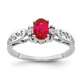 thumbnail image 1 of Solid 14k White Gold 6x4mm Oval Ruby Diamond Engagement Ring Size 5 (.034 cttw.), 1 of 3