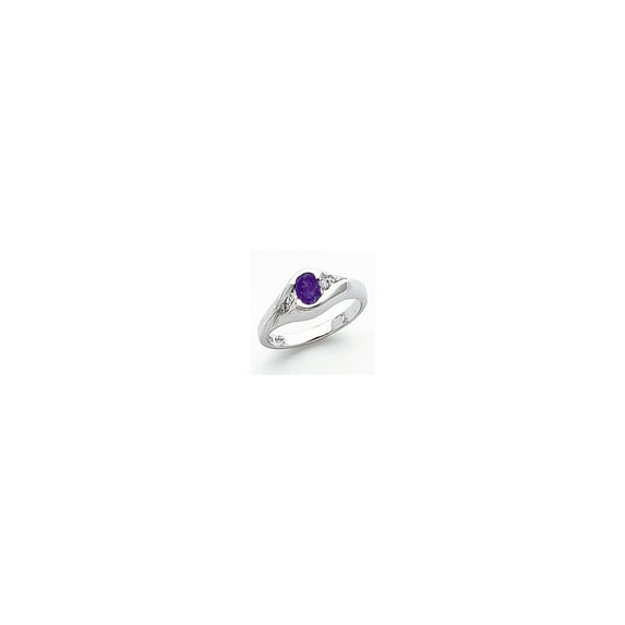 Solid 14k White Gold 6x4mm Oval Tanvorite Diamond Engagement Ring Size 7.5 (.058 cttw.)