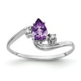 thumbnail image 1 of Solid 14k White Gold 6x4mm Pear Amethyst Purple February Gemstone VS Diamond Engagement Ring Size 8 (.03 cttw.), 1 of 3