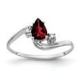 thumbnail image 1 of Solid 14k White Gold 6x4mm Pear Garnet January Red Gemstone Diamond Engagement Ring Size 5 (.03 cttw.), 1 of 3