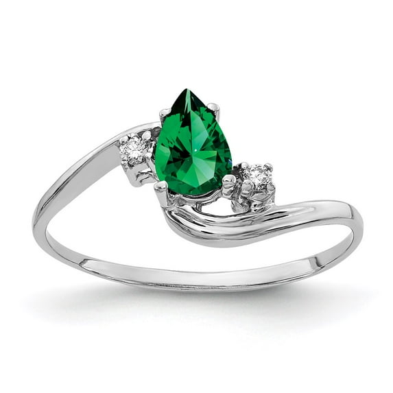 Solid 14k White Gold 6x4mm Pear Mount Catholic Patron Saint Helens Diamond Ring Band Size 6 (.03 cttw.)
