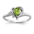 thumbnail image 1 of Solid 14k White Gold 6x4mm Pear Peridot Green August Gemstone Diamond Engagement Ring Size 8.5 (.01 cttw.), 1 of 2
