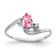 thumbnail image 1 of Solid 14k White Gold 6x4mm Pear Pink Tourmaline October Gemstone Diamond Engagement Ring Size 5.5, 1 of 3