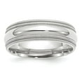 thumbnail image 1 of Solid 14k White Gold 7mm Double Milgrain Comfort Fit Men's Wedding Band Ring Size 11.5, 1 of 4