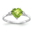 thumbnail image 1 of Solid 14k White Gold 7mm Heart Peridot Green August Gemstone VS Diamond Engagement Ring Size 5.5 (.034 cttw.), 1 of 2