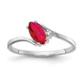 thumbnail image 1 of Solid 14k White Gold 7x3.5mm Marquise Ruby VS Diamond Engagement Ring Size 7, 1 of 2