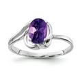 thumbnail image 1 of Solid 14k White Gold 7x5mm Oval Amethyst Purple February Gemstone Checker Engagement Ring Size 9, 1 of 2