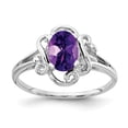 thumbnail image 1 of Solid 14k White Gold 7x5mm Oval Amethyst Purple February Gemstone Engagement Ring Size 5, 1 of 2