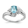 thumbnail image 1 of Solid 14k White Gold 7x5mm Oval Blue Topaz Checker VS Diamond Engagement Ring Size 8.5 (.06 cttw.), 1 of 6