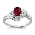 thumbnail image 1 of Solid 14k White Gold 7x5mm Oval Created Ruby Diamond Ring Band Size 9 (.06 cttw.), 1 of 2