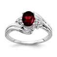 thumbnail image 1 of Solid 14k White Gold 7x5mm Oval Garnet January Red Gemstone Diamond Engagement Ring Size 8 (.06 cttw.), 1 of 2