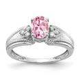 thumbnail image 1 of Solid 14k White Gold 7x5mm Oval Pink Tourmaline October Gemstone Diamond Engagement Ring Size 7, 1 of 3