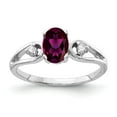 thumbnail image 1 of Solid 14k White Gold 7x5mm Oval Rhodolite Garnet January Red Gemstone Diamond Engagement Ring Size 6 (.05 cttw.), 1 of 2