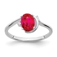 thumbnail image 1 of Solid 14k White Gold 7x5mm Oval Ruby VS Diamond Engagement Ring Size 7.5 (.01 cttw.), 1 of 2
