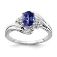 thumbnail image 1 of Solid 14k White Gold 7x5mm Oval Tanzanite Blue December Gemstone Diamond Engagement Ring Size 9 (.06 cttw.), 1 of 2