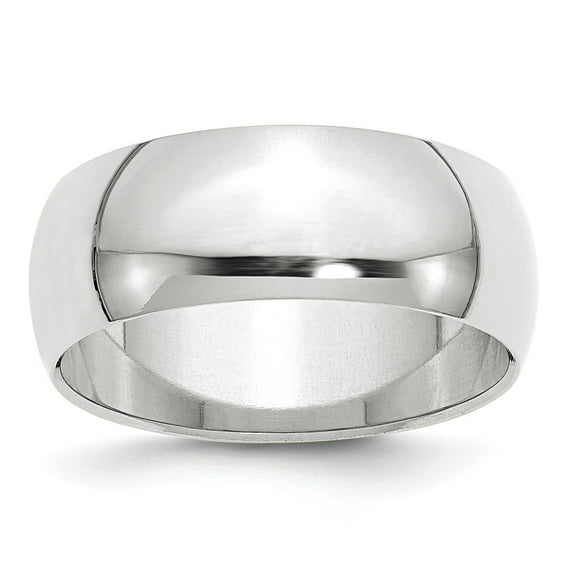 Solid 14k White Gold 8mm Men's Plain Classic Dome Wedding Band Ring Size 4