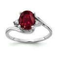 thumbnail image 1 of Solid 14k White Gold 8x6mm Oval Created Ruby Diamond Ring Band Size 7.5 (.03 cttw.), 1 of 2