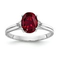 thumbnail image 1 of Solid 14k White Gold 8x6mm Oval Created Ruby Diamond Ring Band Size 8 (.04 cttw.), 1 of 2