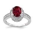 thumbnail image 1 of Solid 14k White Gold 8x6mm Oval Created Ruby Diamond Ring Band Size 9 (.276 cttw.), 1 of 2