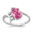 thumbnail image 1 of Solid 14k White Gold 8x6mm Oval Pink Tourmaline October Gemstone VS Diamond Engagement Ring Size 6, 1 of 2