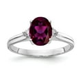 thumbnail image 1 of Solid 14k White Gold 8x6mm Oval Rhodolite Garnet January Red Gemstone Diamond Engagement Ring Size 8 (.04 cttw.), 1 of 2