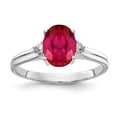 thumbnail image 1 of Solid 14k White Gold 8x6mm Oval Ruby VS Diamond Engagement Ring Size 6 (.04 cttw.), 1 of 2