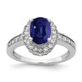 thumbnail image 1 of Solid 14k White Gold 8x6mm Oval Sapphire Blue September Gemstone Diamond Engagement Ring Size 5 (.276 cttw.), 1 of 2