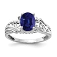 thumbnail image 1 of Solid 14k White Gold 8x6mm Oval Sapphire Blue September Gemstone VS Diamond Engagement Ring Size 7.5 (.016 cttw.), 1 of 2