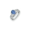 thumbnail image 1 of Solid 14k White Gold 8x6mm Oval Tanvorite Diamond Engagement Ring Size 8.5 (.016 cttw.), 1 of 2