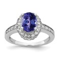 thumbnail image 1 of Solid 14k White Gold 8x6mm Oval Tanzanite Blue December Gemstone Diamond Engagement Ring Size 8 (.276 cttw.), 1 of 2