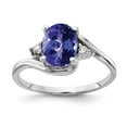 thumbnail image 1 of Solid 14k White Gold 8x6mm Oval Tanzanite Blue December Gemstone VS Diamond Engagement Ring Size 7 (.03 cttw.), 1 of 2