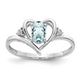 thumbnail image 1 of Solid 14k White Gold Aquamarine Blue March Gemstone Diamond Engagement Ring Size 6 (.01 cttw.), 1 of 6