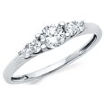 thumbnail image 1 of Solid 14k White Gold Band CZ Five Stone Ring Engagement Style Right Hand Polished Finish Fancy, Size 5, 1 of 1