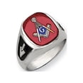 thumbnail image 1 of Solid 14k White Gold Big Heavy Men's Simulated Ruby Simulated Masonic Ring (15mm) - Size 9, 1 of 1