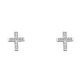 thumbnail image 1 of Solid 14k White Gold CZ Cross Stud Earrings Studs Posts Religious Style Pave Set Polished Fancy 7 mm, 1 of 1
