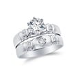 thumbnail image 1 of Solid 14k White Gold CZ Cubic Zirconia Round Cut Engagement Ring and Wedding Band Bridal Set (0.85 ct.) , Size 6.5, 1 of 2