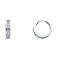 Solid 14k White Gold CZ Huggie Hoop Earrings Huggies Hoops Baguette CZ