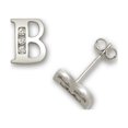 thumbnail image 1 of Solid 14k White Gold Channel-set (A-Z) Cubic Zirconia Letter Name Personalized Monogram Initial Stud Earrings (initial:, 1 of 2