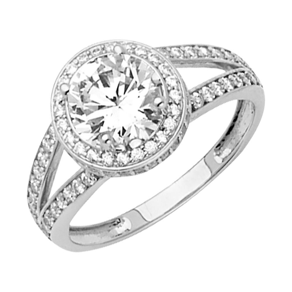 Solid 14k White Gold Cubic Zirconia CZ Engagement Ring / Set Size 10 ...