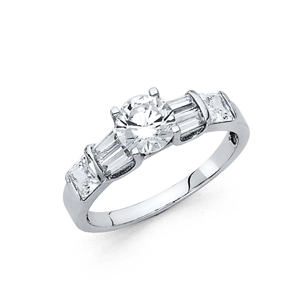 Solid 14k White Gold Cubic Zirconia CZ Engagement Ring Size 12 ...