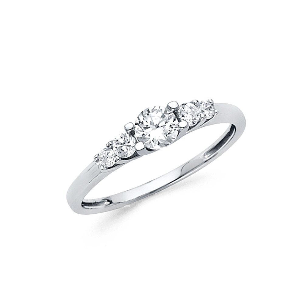Solid 14k White Gold Cubic Zirconia CZ Engagement Ring Size 12 ...