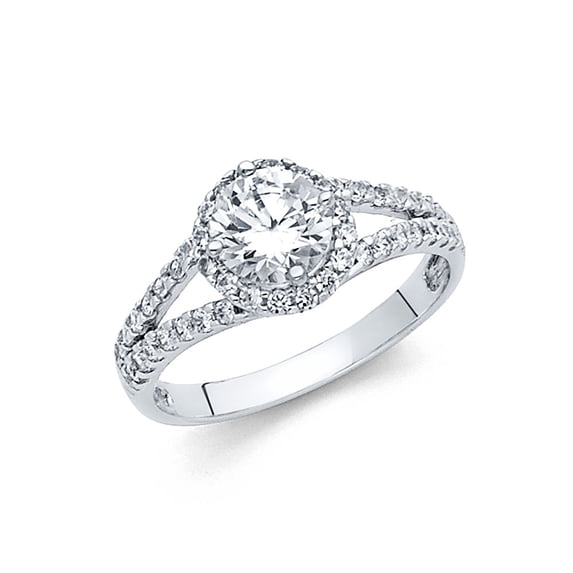 Solid 14k White Gold Cubic Zirconia CZ Engagement Ring Size 8.5