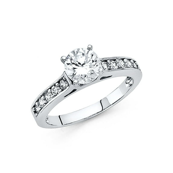 Solid 14k White Gold Cubic Zirconia CZ Engagement Ring Size 8