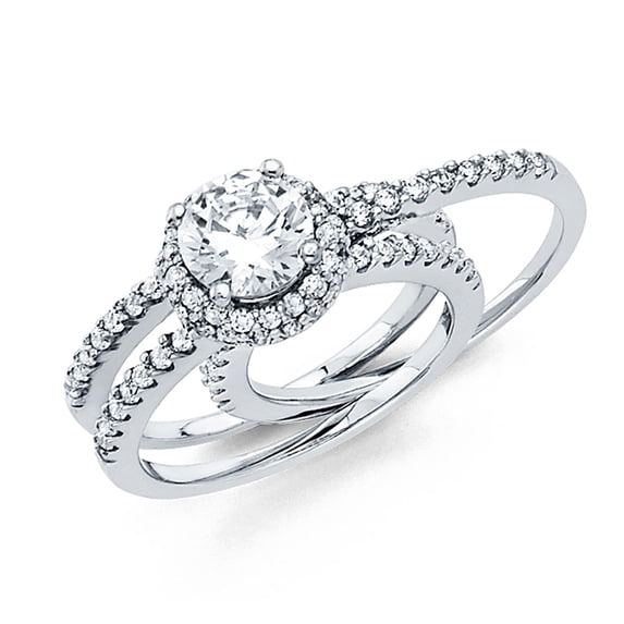 Solid 14k White Gold Cubic Zirconia CZ Fashion Anniversary Ring Size 7.5