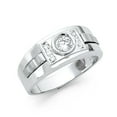 thumbnail image 1 of Solid 14k White Gold Cubic Zirconia CZ Mens Fashion Anniversary Ring Size 9.5, 1 of 2