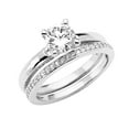 thumbnail image 1 of Solid 14k White Gold Cubic Zirconia CZ Wedding Band and Engagement Bridal Ring Two Piece Set Size 11, 1 of 2