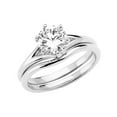 thumbnail image 1 of Solid 14k White Gold Cubic Zirconia CZ Wedding Band and Engagement Bridal Ring Two Piece Set Size 9.5, 1 of 2