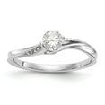 thumbnail image 1 of Solid 14k White Gold Diamond Round Diamond Side-Stones with CZ Cubic Zirconia Center Stone By-Pass Engagement Ring Size 9, 1 of 8