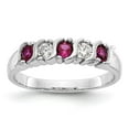 thumbnail image 1 of Solid 14k White Gold Diamond Ruby Wedding Band Ring Size 7.5 (.2 cttw.), 1 of 8